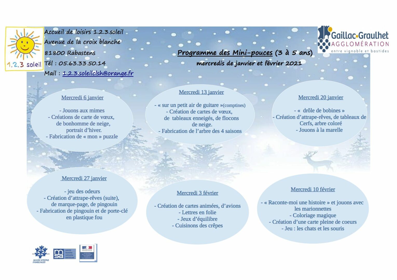 Programme mini pouces mercredis janvier et fevrier 2021 -