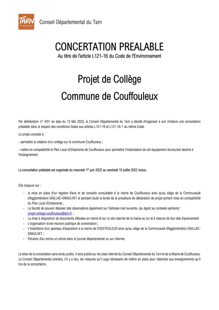 Affiche concertation préalable